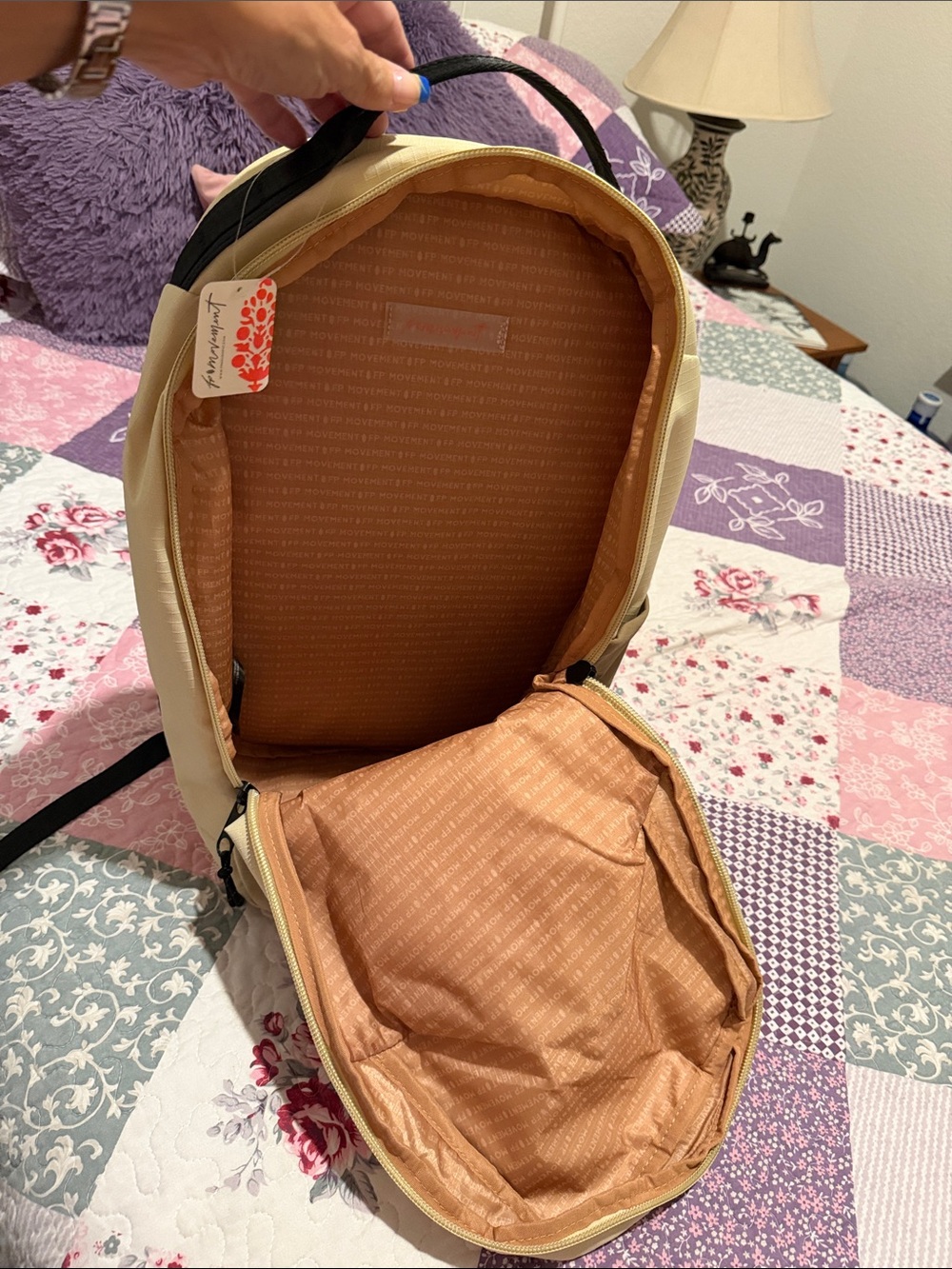 FP Movement by Free People Beige and Tan Floral-Print Backpack - Picture 6 of 8